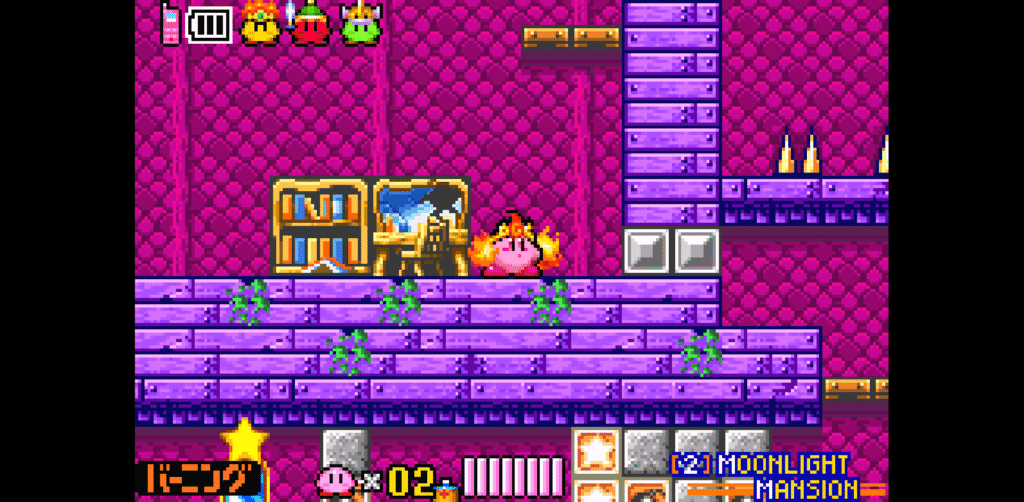 Kirby holding the Flamer copy ability