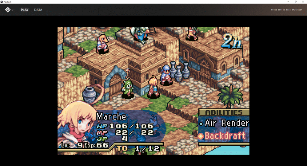 Final Fantasy Tactics running on the GB Operator