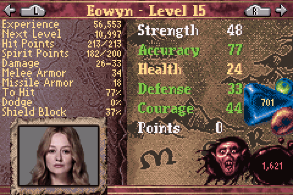 Eowyn's shieldbearer build stats