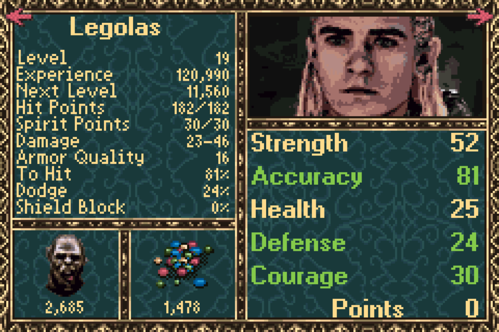 Legolas' stats for the speed build