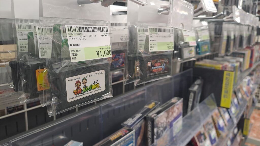 A selection of loose GBA games in Suruga-ya, Den-Den Town